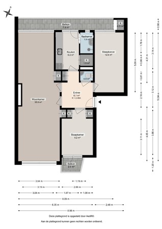 Floorplan - Rivierenhof 54k2, 9725 HB Groningen